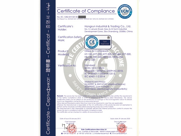 CE Certificate For Air Compressor
