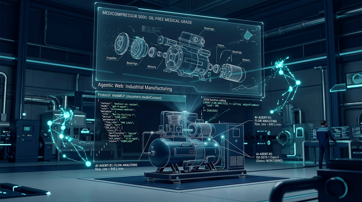 Agentic Web: Autonomous AI Agents Interacting with WebMCP Protocol and 3D Compressor CAD