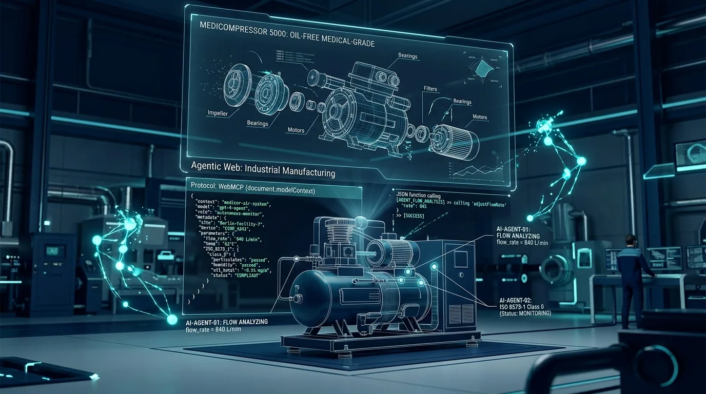 Agentic Web: Autonomous AI Agents Interacting with WebMCP Protocol and 3D Compressor CAD